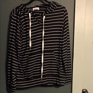 Kaileigh Monochrome Striped Hoodie